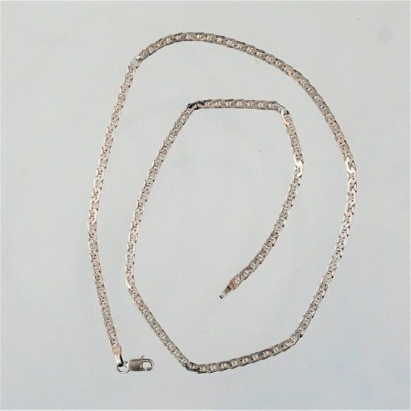 Sterling Silver 6 gr Flat Mariner Anchor Chain Necklace Unisex 17" L - Picture 7 of 10